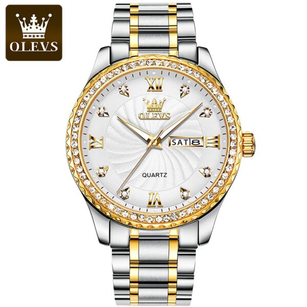 Olevs 5565 Business Gift Calendar Sports Bling Bling Quartz Watch - Image 2