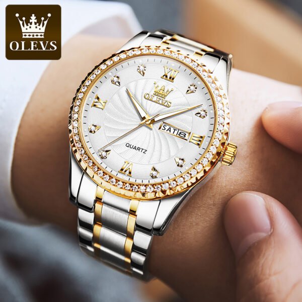Olevs 5565 Business Gift Calendar Sports Bling Bling Quartz Watch - Image 10