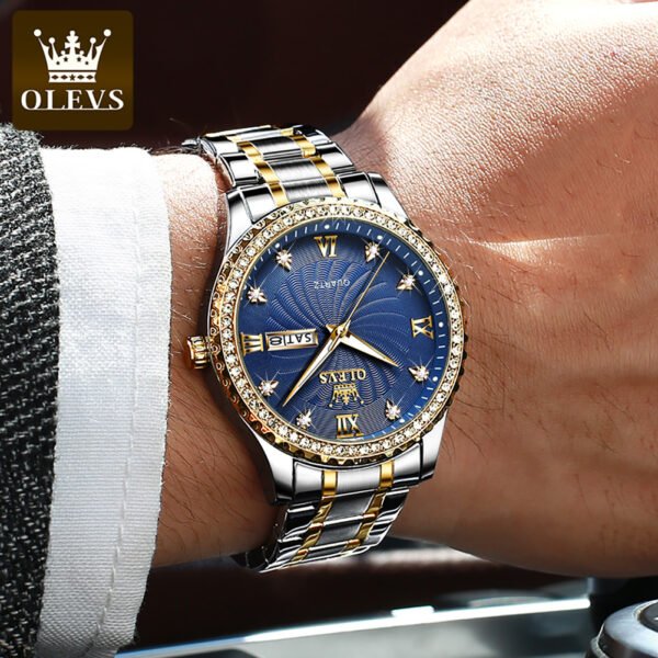 Olevs 5565 Business Gift Calendar Sports Bling Bling Quartz Watch - Image 9