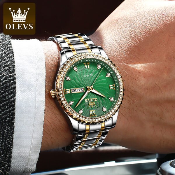 Olevs 5565 Business Gift Calendar Sports Bling Bling Quartz Watch - Image 8