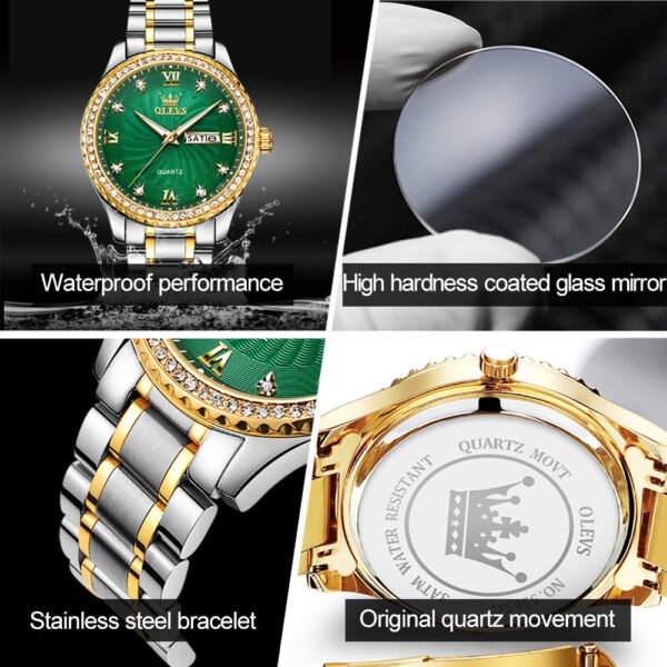 Olevs 5565 Business Gift Calendar Sports Bling Bling Quartz Watch - Image 6