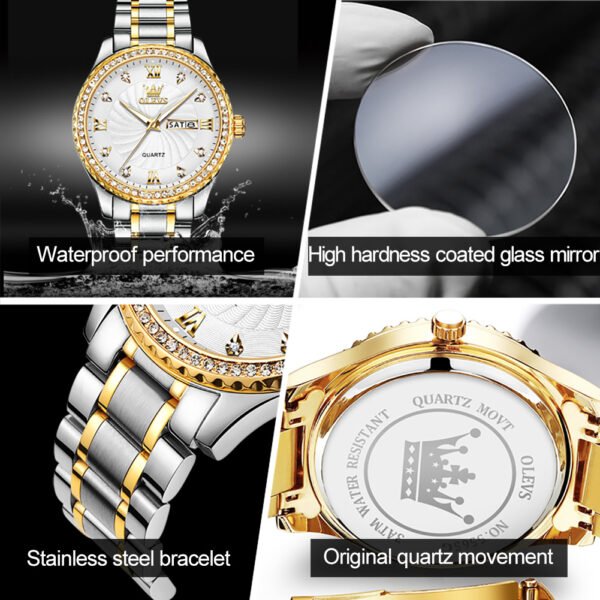 Olevs 5565 Business Gift Calendar Sports Bling Bling Quartz Watch - Image 7